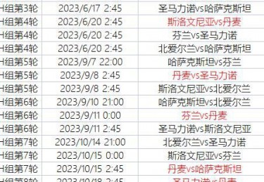 2024德国欧洲杯预选赛赛程