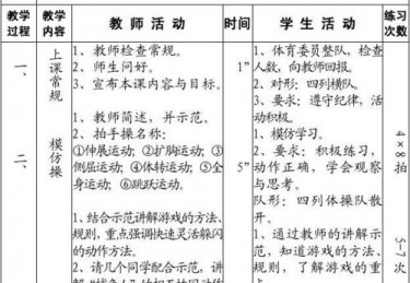 苏教版六年级体育教案下册