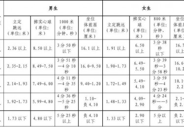 初三体育考试项目实心球标准