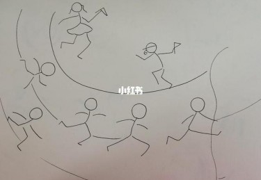 体育蹲起跳火柴人简笔画